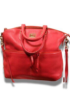 Dooney & Bourke Pebbled Leather Satchel Pink Top Handle Shoulder Bag